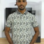 BROWN-PRINTED POLO TSHIRT